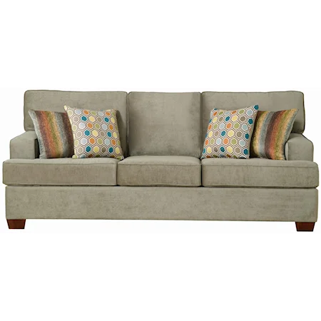 Sofa with Short Track Arms and Wood Block Legs